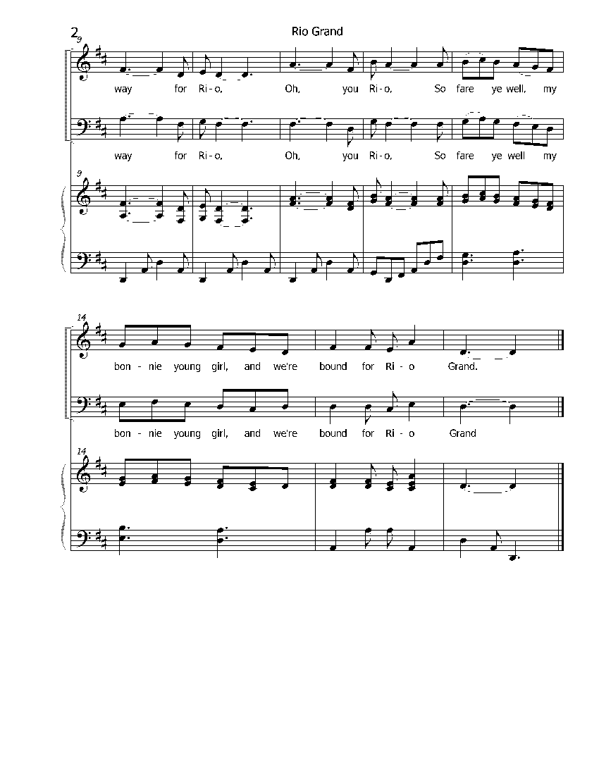 second page of Rio Grand, for two voices and piano