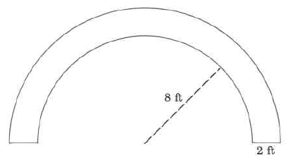 A tubelike shape formed in a half-circle. The inner circle portion's radius is 8ft. The thickness of the tube is 2ft.
