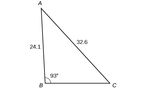 A triangle. One angle is 93 degrees with opposite side = 32.6. Another side is 24.1.